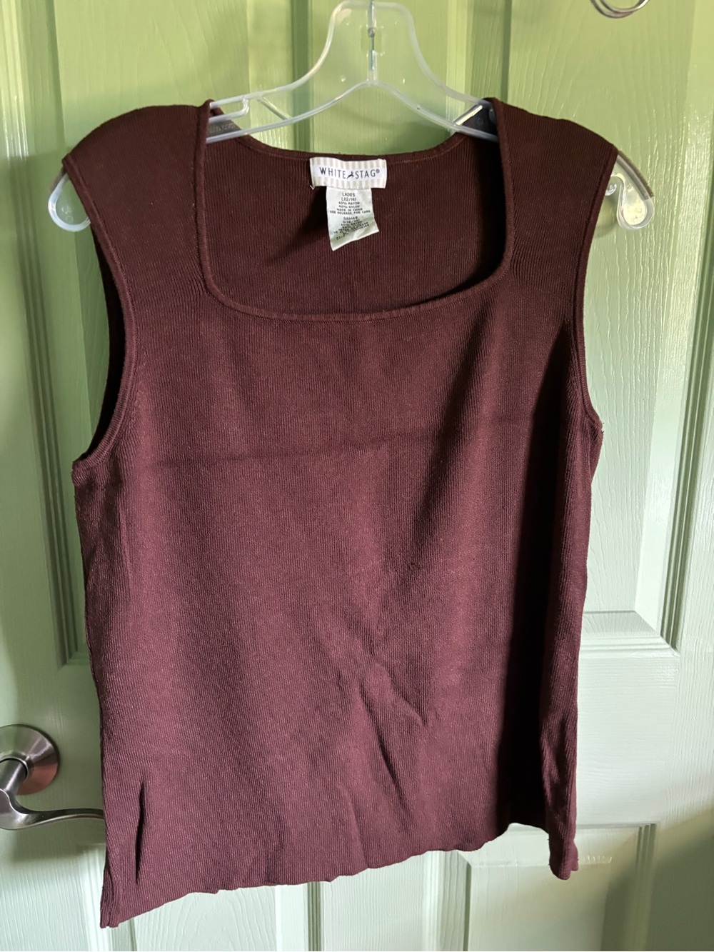 White Stag Sleeveless Square Neck Knit Tank - Burgundy/brown